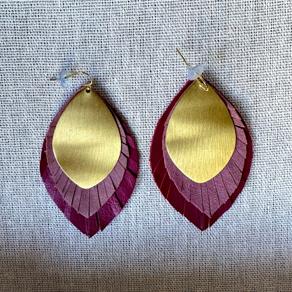 Loft Leather and Metal Earrings